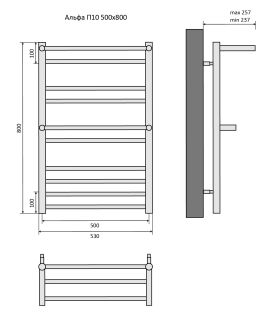 Водяной полотенцесушитель Aquatek Альфа AQ RRP1080CH П10 50x80см хром